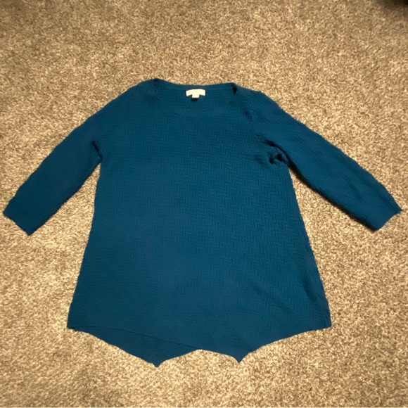 New York & Company Sweaters - New York & Company ~ Size M ~ Teal, Stretchy, 3/4 sleeve, Patterned Knit Sweater